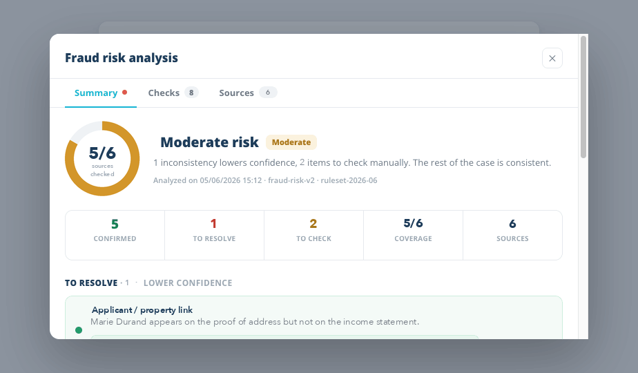 A fraud score you can recompute.